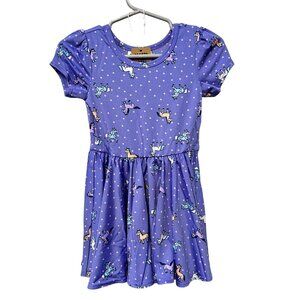 Dot Dot Smile Purple Toddler Girls Unicorn Print Dress Cap Sleeves Size 12/24M